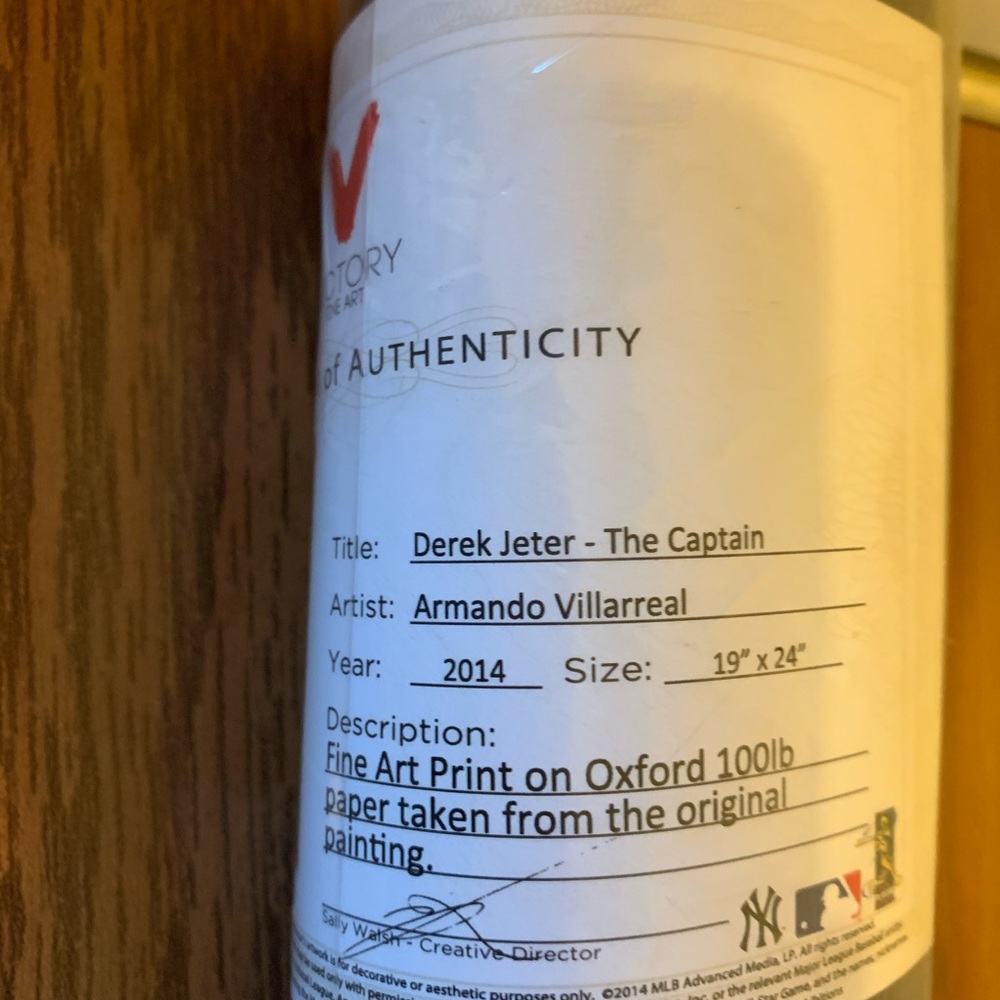 Victory Fine Art Certificate Of Authenticity